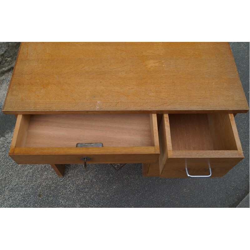 Vintage small French wooden desk 1950