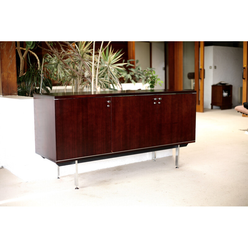 Vintage sideboard in solid wood and steel by Négroni, France 1970