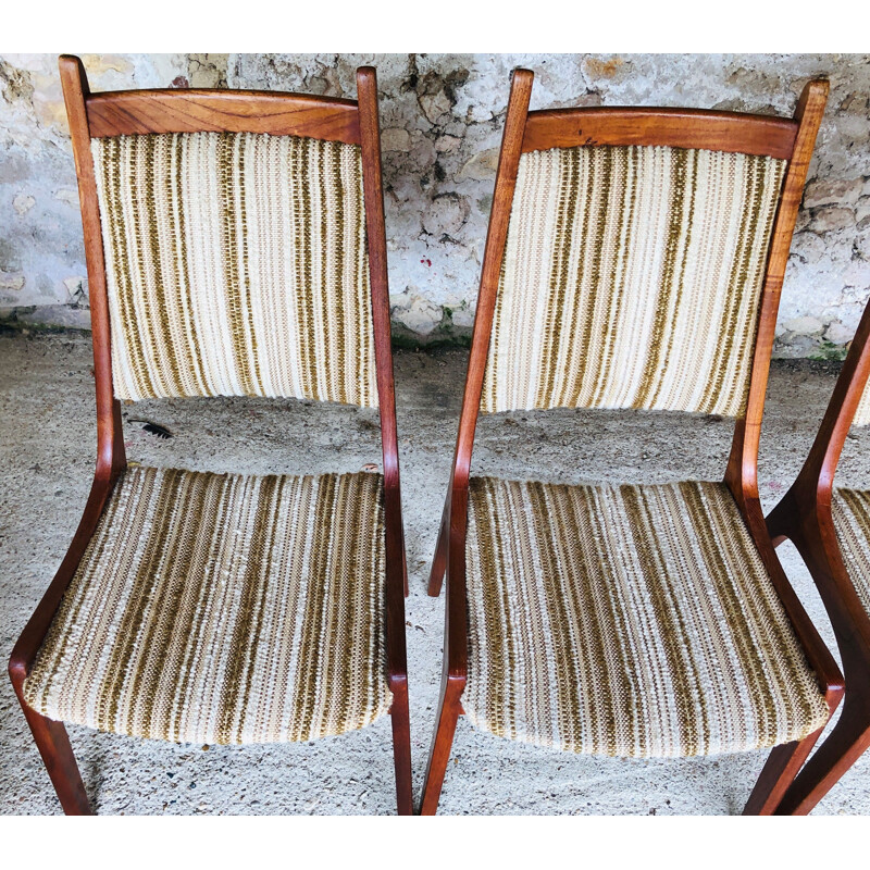 Set van 4 vintage teakhouten stoelen van R Huber
