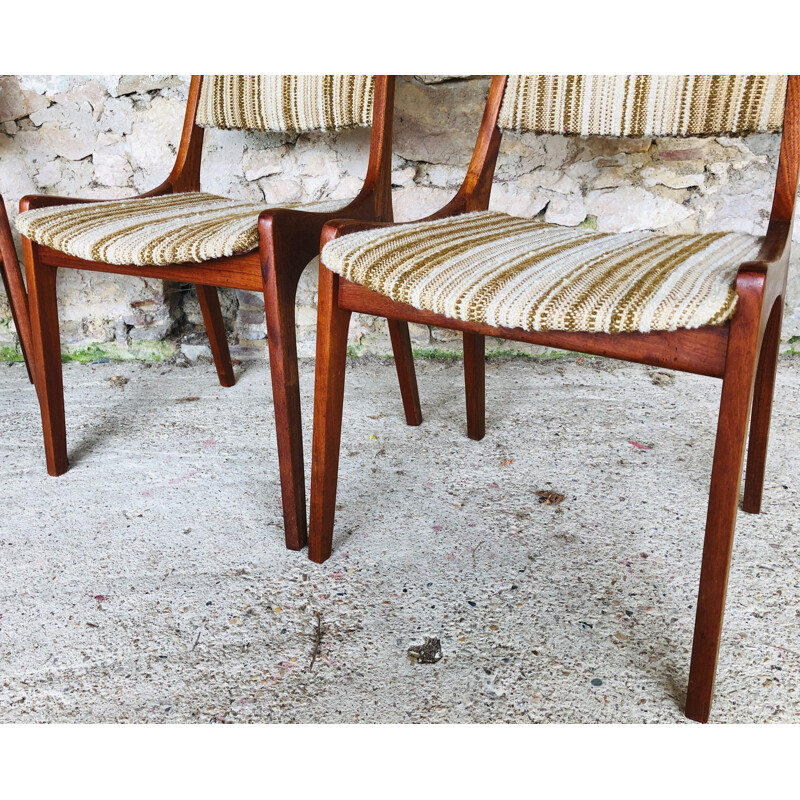 Set van 4 vintage teakhouten stoelen van R Huber
