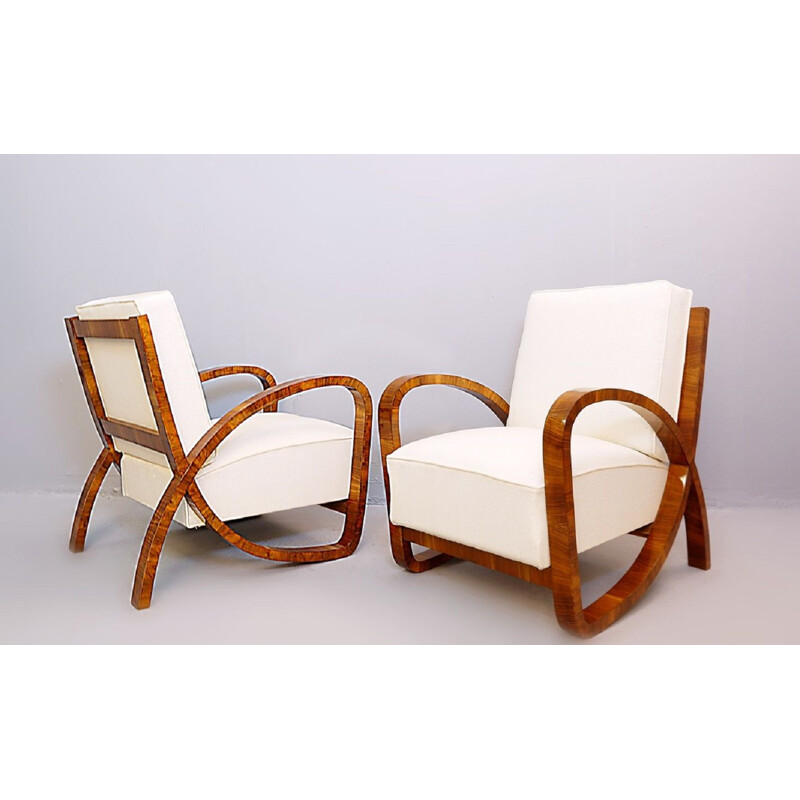 Pair of  Vintage Walnut Armchairs,Art Deco1930