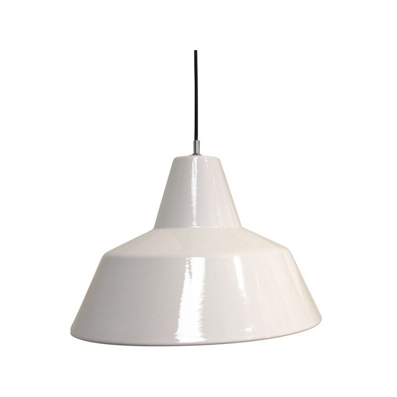 Danish Louis Poulsen hanging lamp in white enamelled steel - 1960s