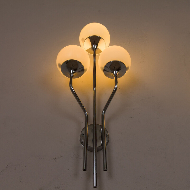 Pair of large vintage chrome plated sconces wall lights Goffredo Reggiani, Italy 1960s