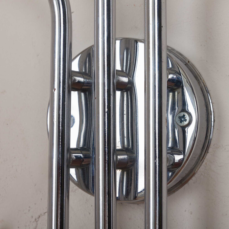 Pair of large vintage chrome plated sconces wall lights Goffredo Reggiani, Italy 1960s