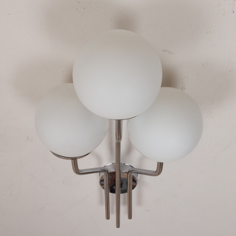 Pair of large vintage chrome plated sconces wall lights Goffredo Reggiani, Italy 1960s