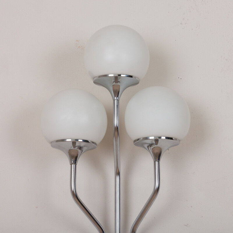 Pair of large vintage chrome plated sconces wall lights Goffredo Reggiani, Italy 1960s