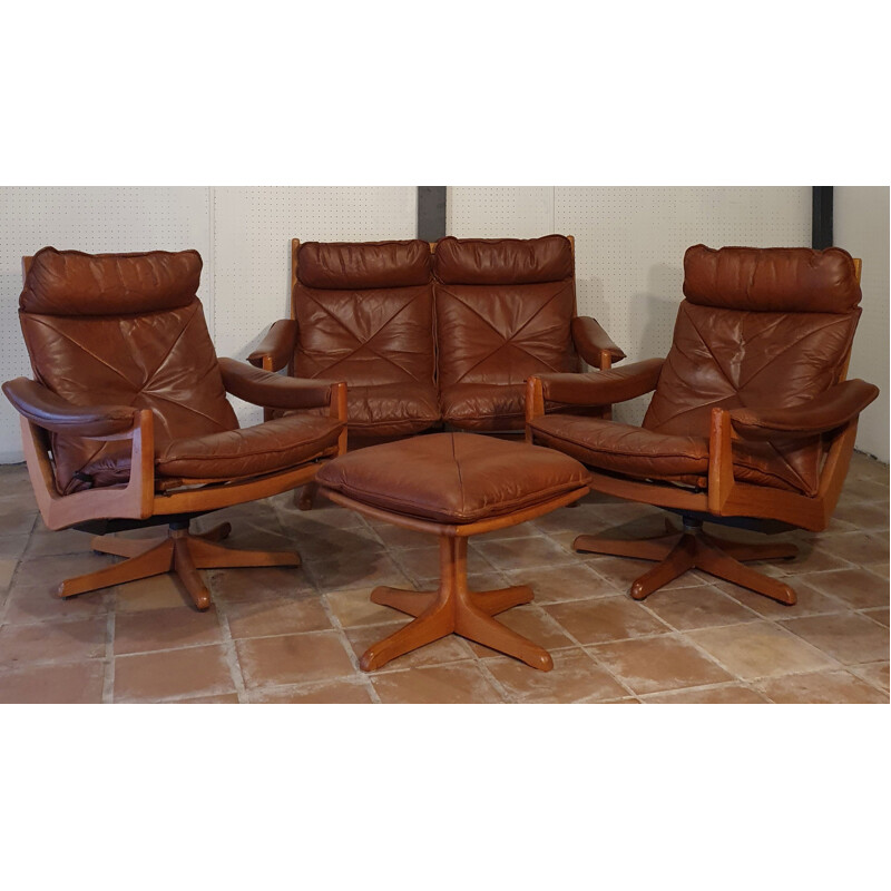 Salon Vintage De Soda Galvano Pour Lied Mobler - Teak &Scandinavian Leather 1960