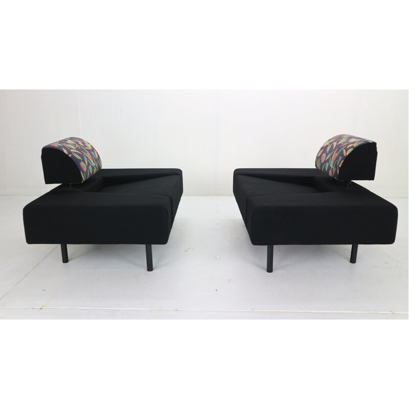 Pair of vintage Pouffe Garni Lounge Chairs by Rob Eckhardt For Pastoe Dutch 1986