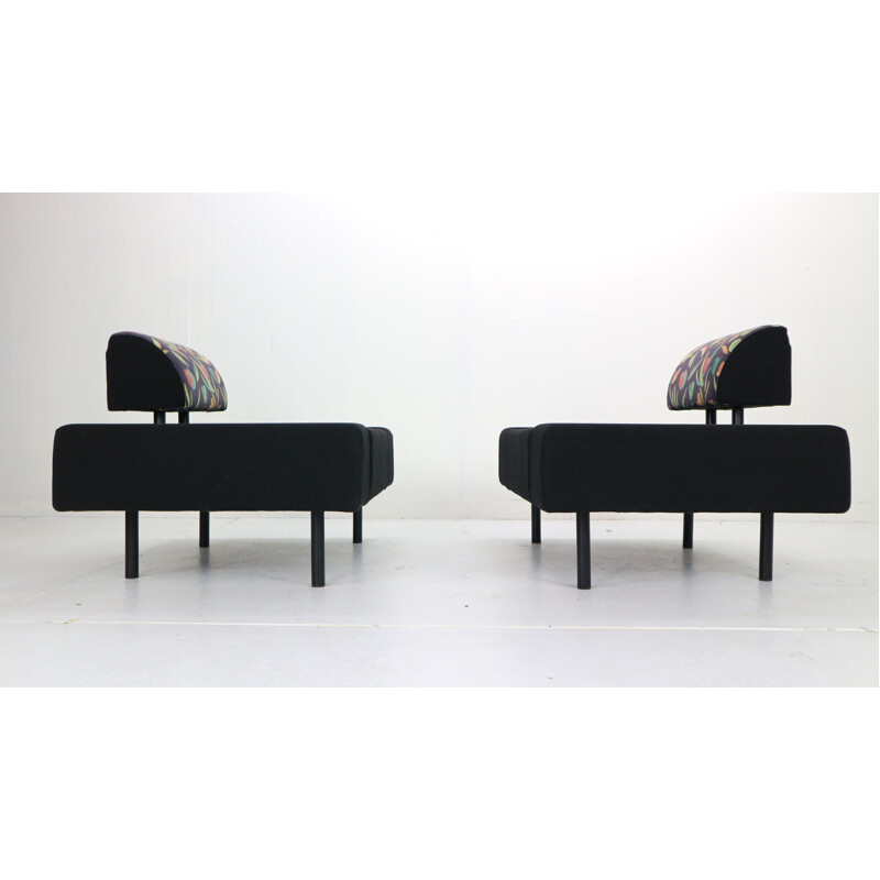 Pair of vintage Pouffe Garni Lounge Chairs by Rob Eckhardt For Pastoe Dutch 1986
