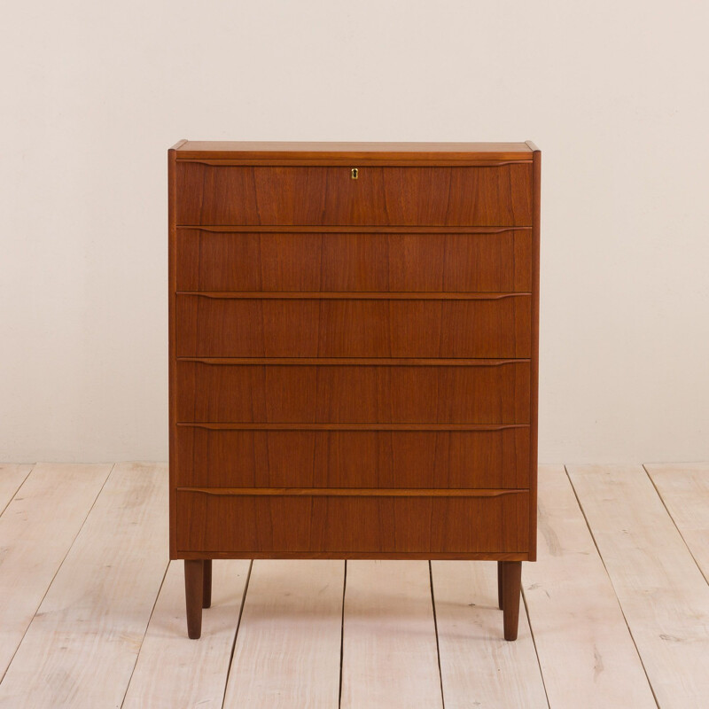 Commode vintage en teck à 6 tiroirs de la Mobelfabrik d'Erik Baden,1950