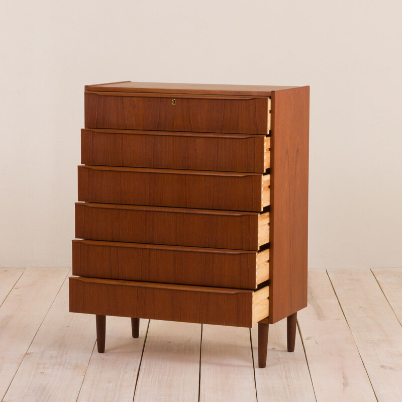 Vintage teak 6-drawer chest of drawers from Erik Baden's Mobelfabrik,1950s