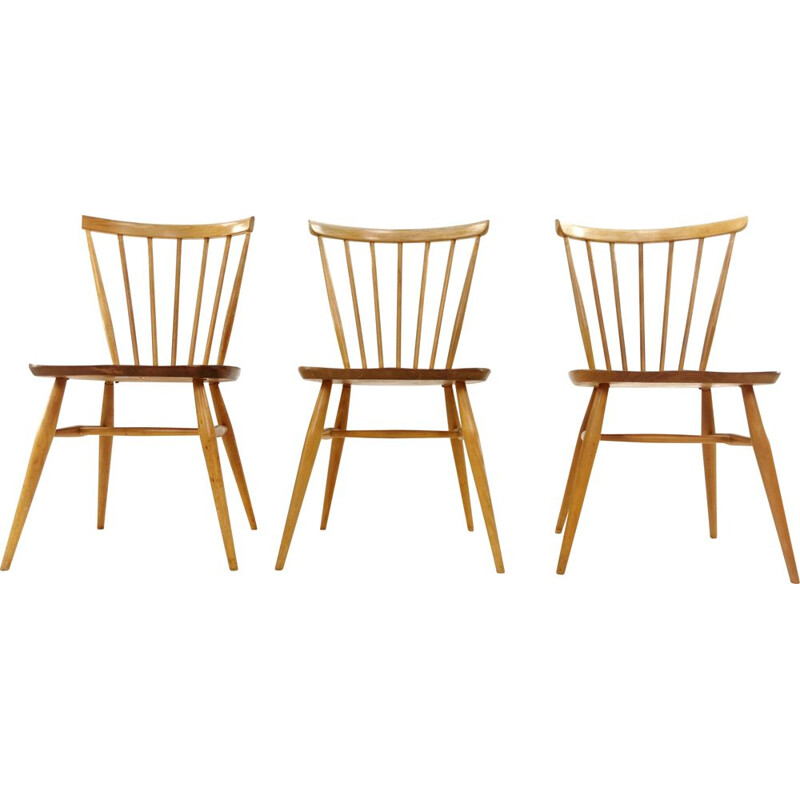 Set of 3 Vintage Ercol Model 449 Bow Back Dining Kitchen Chairs