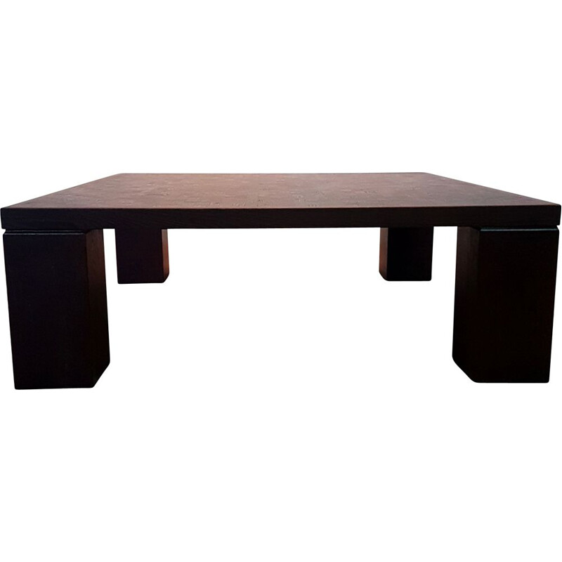 Vintage Brutalist wenge coffee table by Middelboe and Lindum for Tranekaer, Denmark 1960s