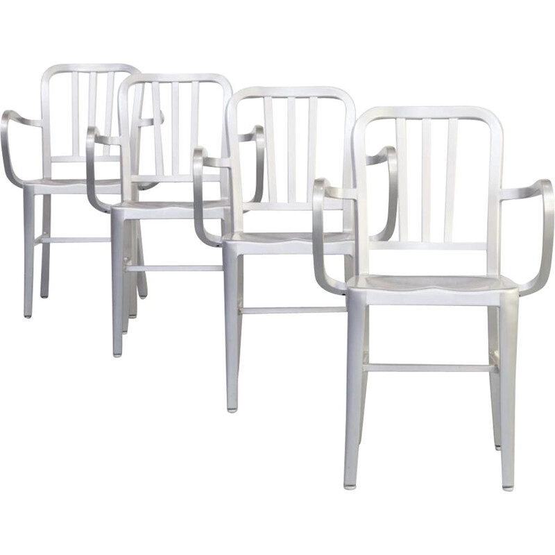 Ensemble 4 chaises vintage en aluminium "Navy" pour Emeco 1980 