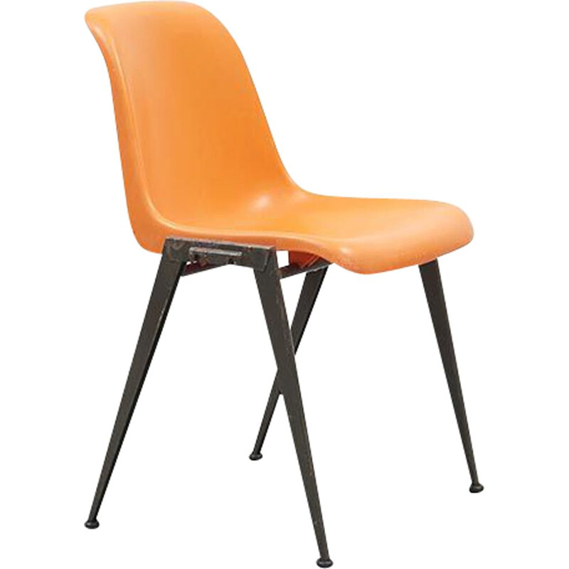 Vintage Presikhaaf Chairs in Orange plastic and Grey legs