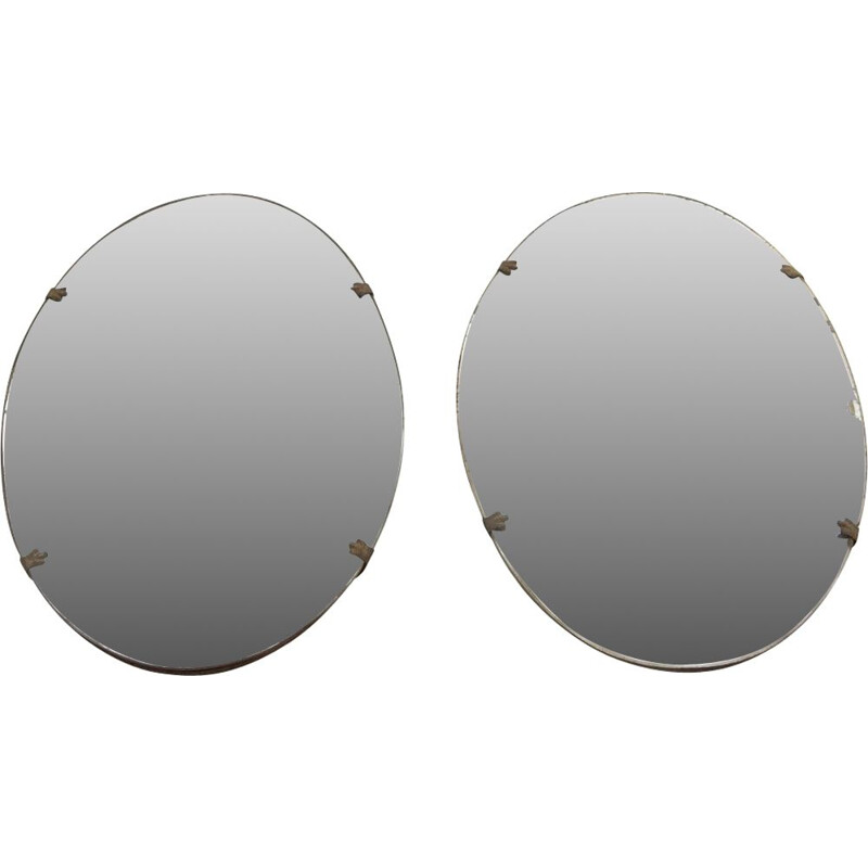 Pair of Vintage oval mirrors, Italian 1920s