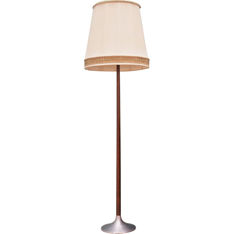 Vintage Floor lamp wood and fabric Danish 1960