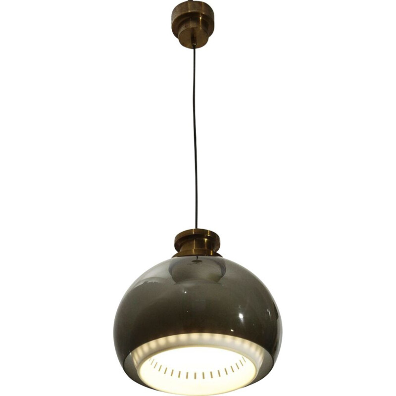 Vintage Pendant lamp in brass and methacrylate by Lampter, 1950s