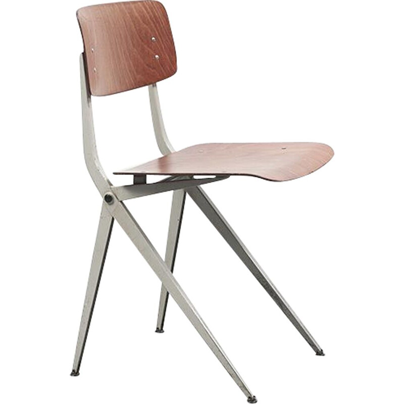Vintage Chair White Oak Marko S201 "Spinstoel" 1960
