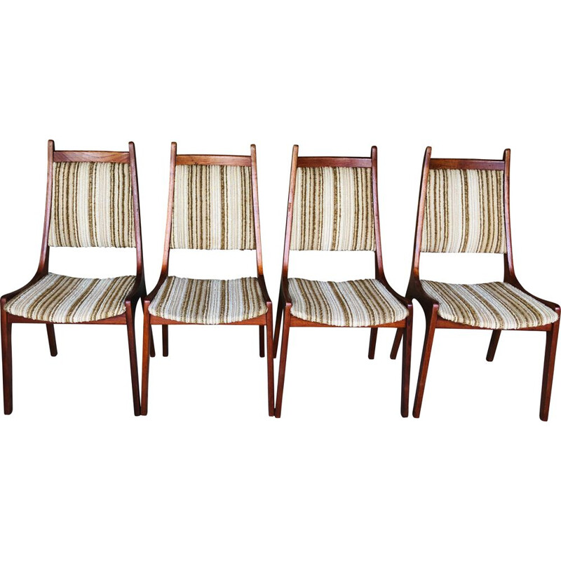 Set van 4 vintage teakhouten stoelen van R Huber