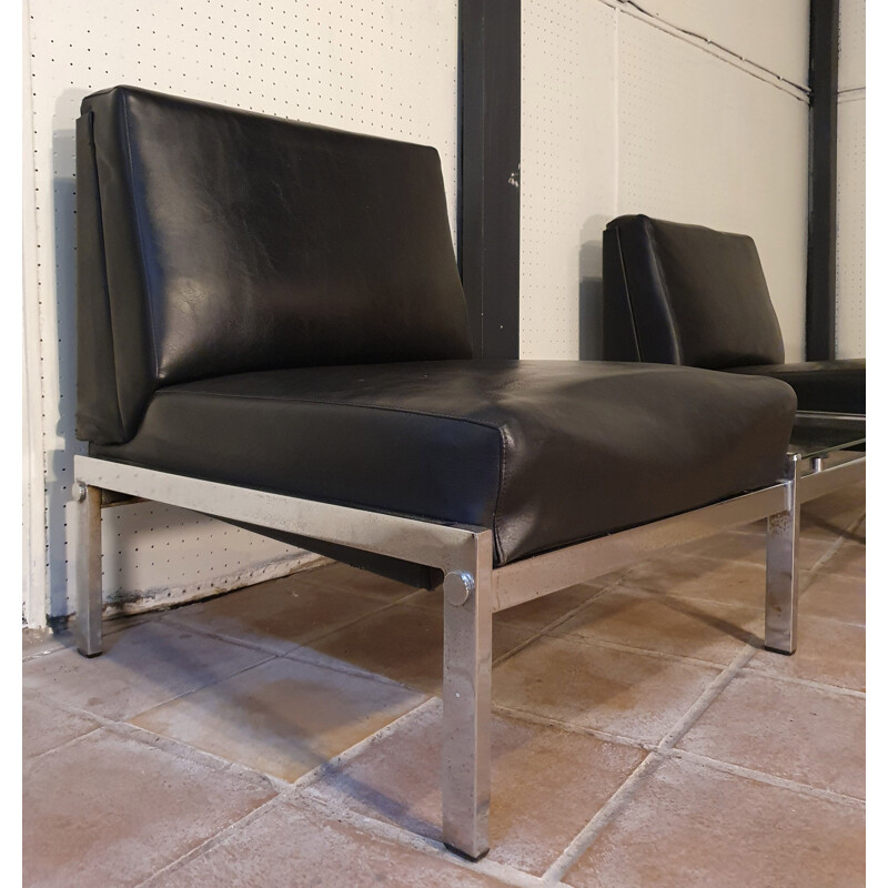 Vintage bench by Joseph André Motte for Airborne - Orly Airport - 1960