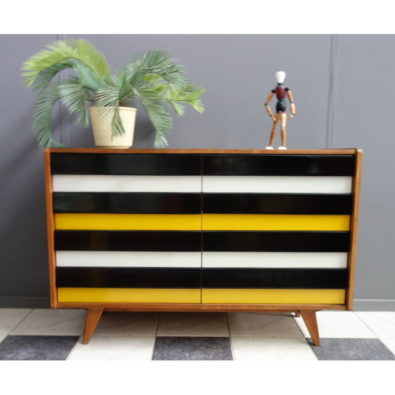 Vintage Yellow sideboard model U-450 by Jiri Jiroutek for Interier Praha 1960s