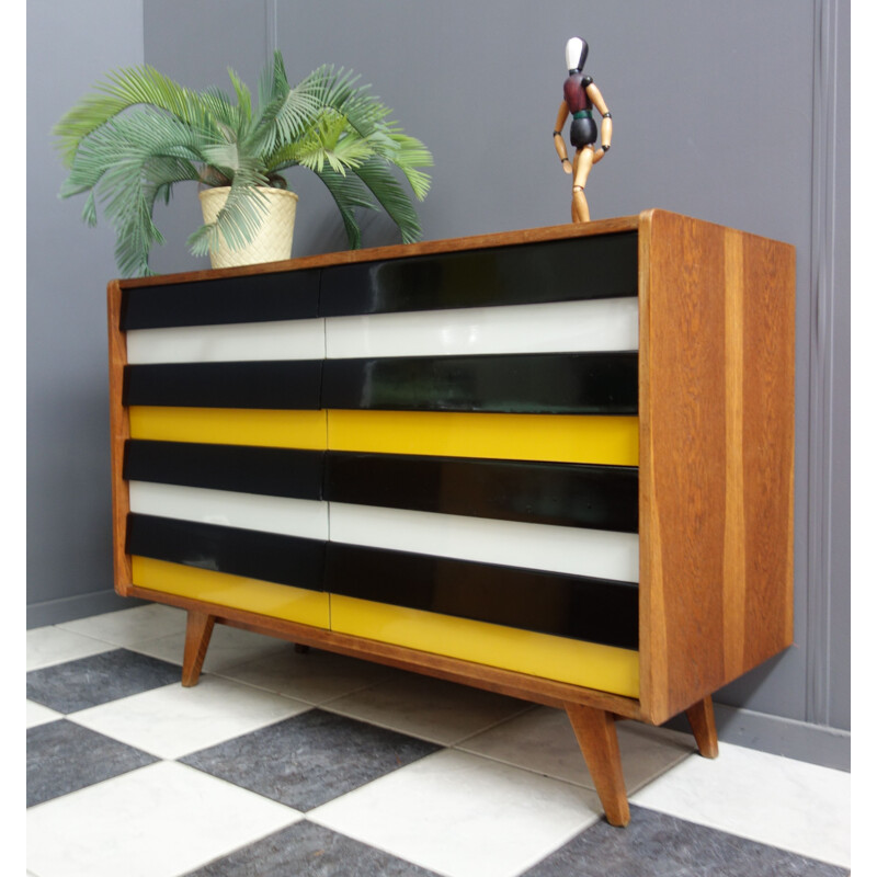 Vintage Yellow sideboard model U-450 by Jiri Jiroutek for Interier Praha 1960s