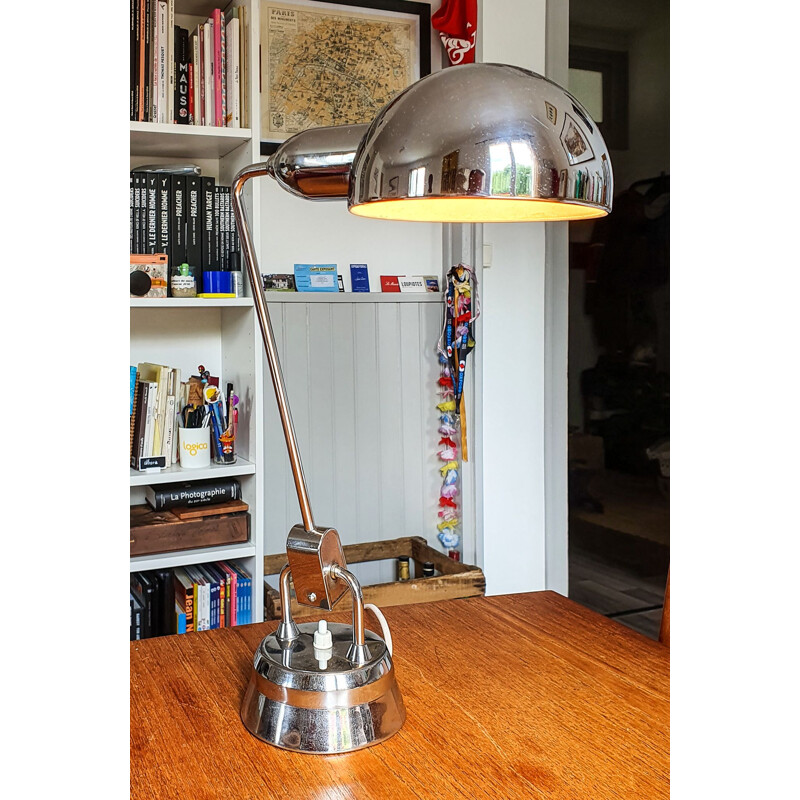 Vintage lamp Jumo 600 chrome plated, French 1950