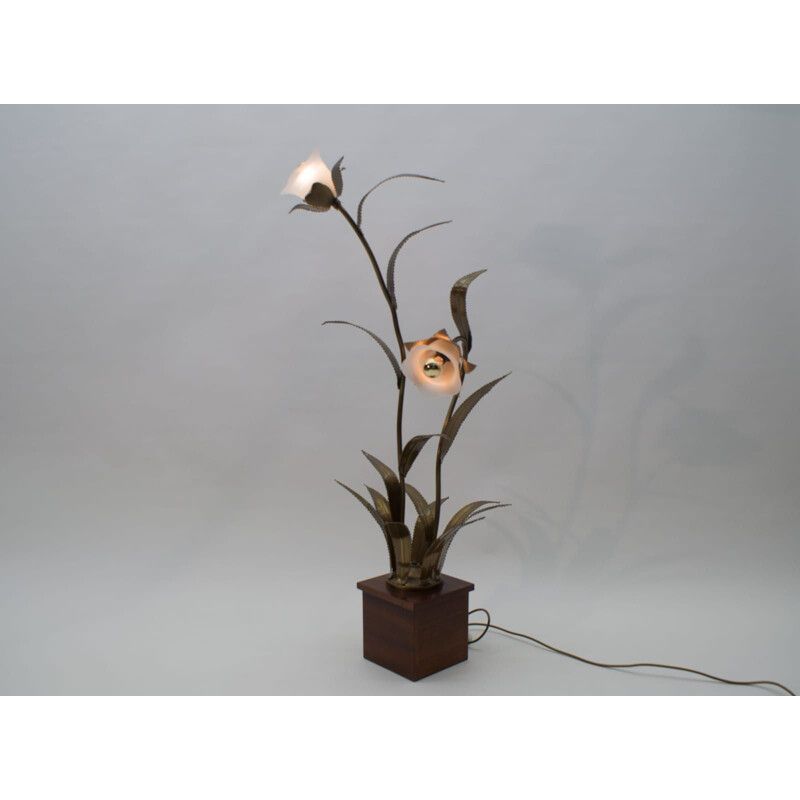 Vintage gold flower floor lamp by Maison Jansen, 1960