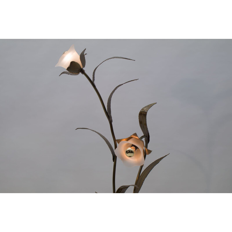 Vintage gouden bloem vloerlamp van Maison Jansen, 1960