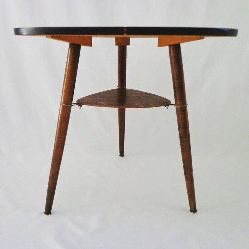 Vintage coffee table with a Japanese motif on the tabletop, 1950