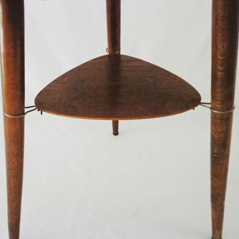 Vintage coffee table with a Japanese motif on the tabletop, 1950