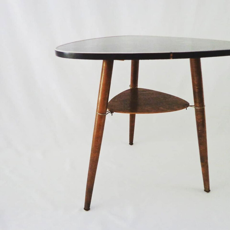 Vintage coffee table with a Japanese motif on the tabletop, 1950