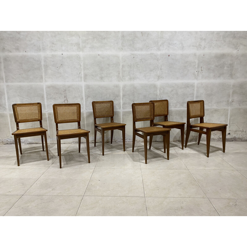 Set of 6 vintage cane chairs 1950