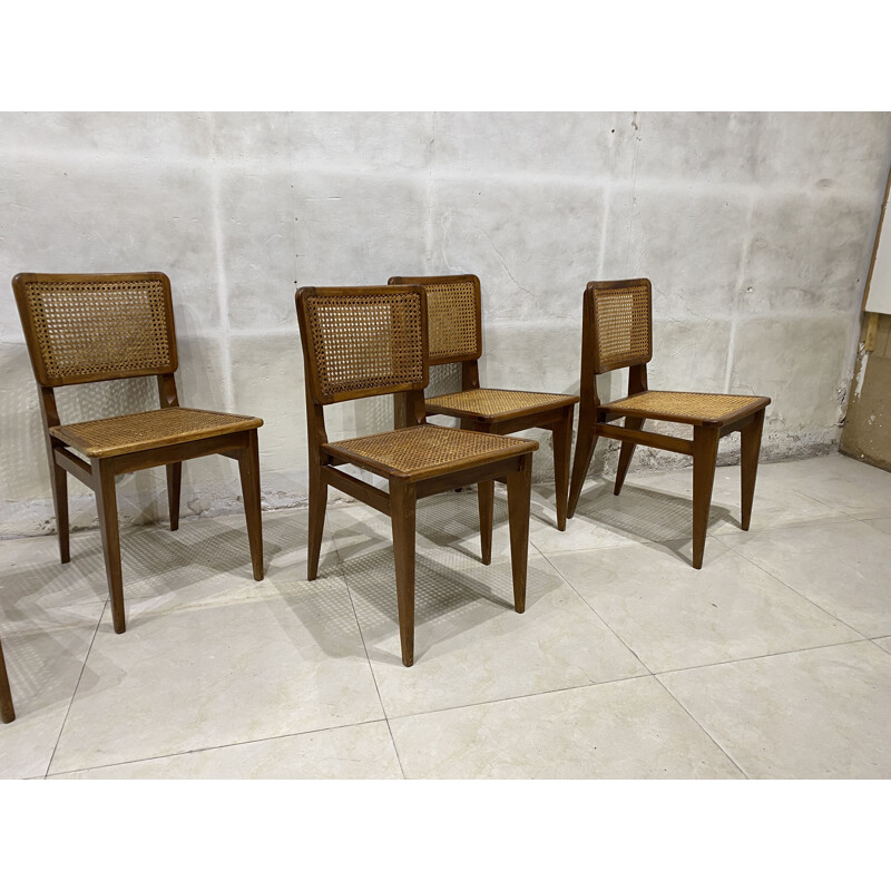 Set of 6 vintage cane chairs 1950