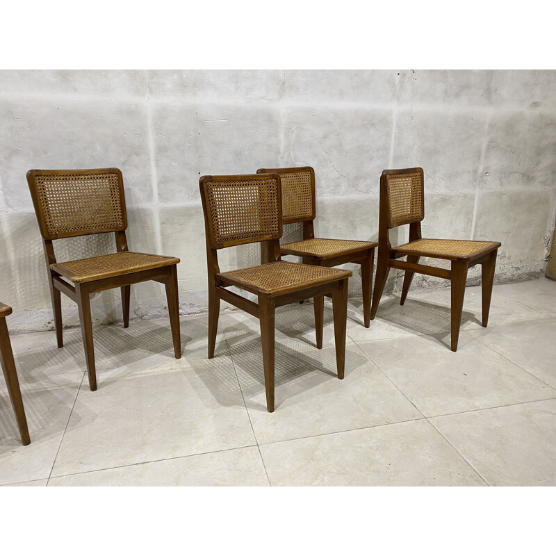 Set of 6 vintage cane chairs 1950
