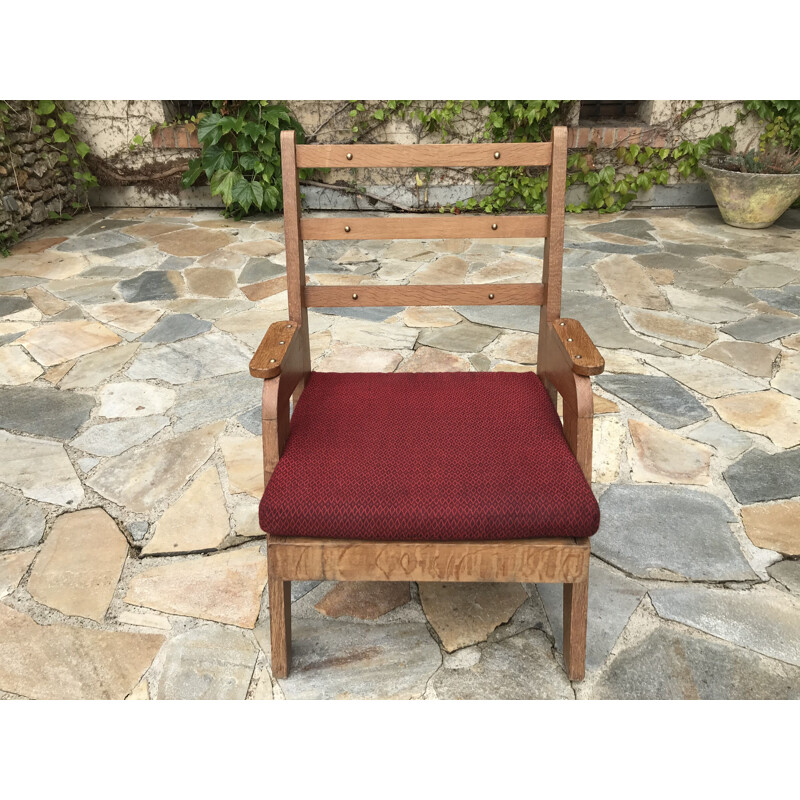 Pair of vintage oak armchairs - 1950's