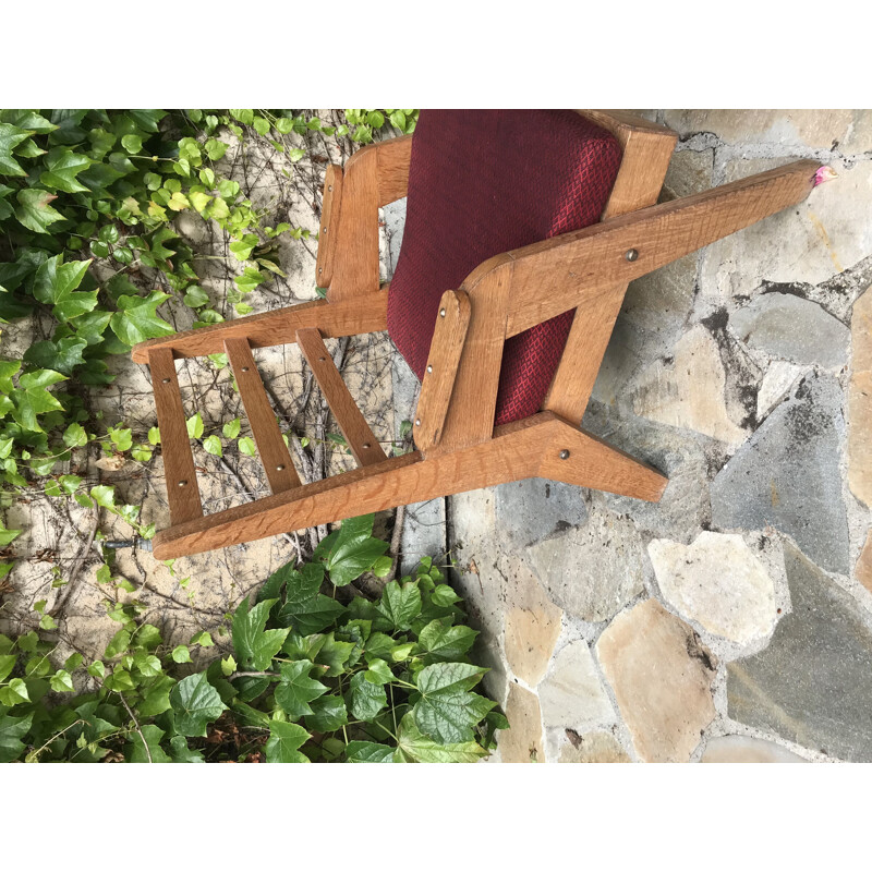 Pair of vintage oak armchairs - 1950's