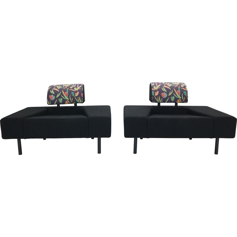 Pair of vintage Pouffe Garni Lounge Chairs by Rob Eckhardt For Pastoe Dutch 1986