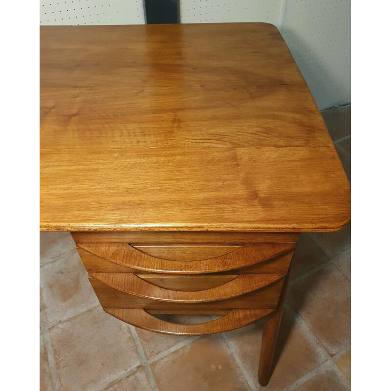 Bureau vintage Chêne et Noyer Boomerang Italien 1950