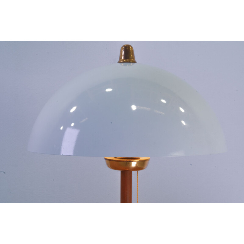 Vintage Brass Teak Mushroom Desk Lamp