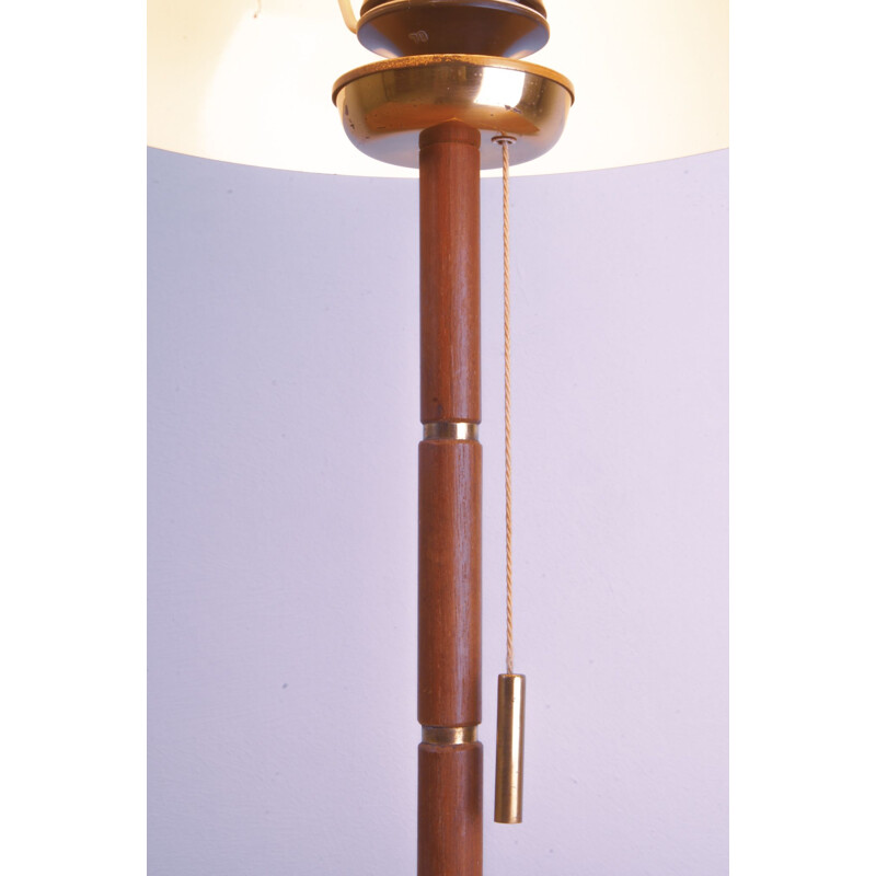 Vintage Brass Teak Mushroom Desk Lamp