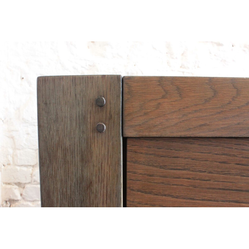 Vintage Brutalist stained oak sideboard