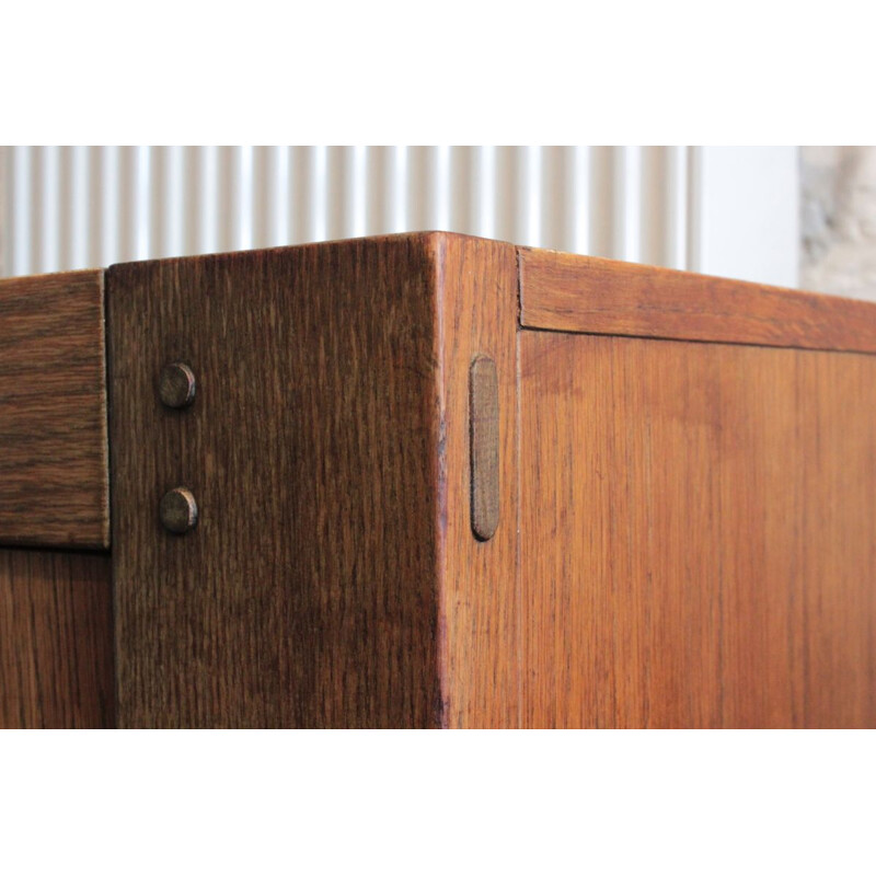 Vintage Brutalist stained oak sideboard