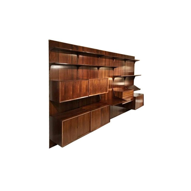 Vintage Wall Console By Poul Cadiovus Royal System In Rosewood For Cado, Denmark 1960