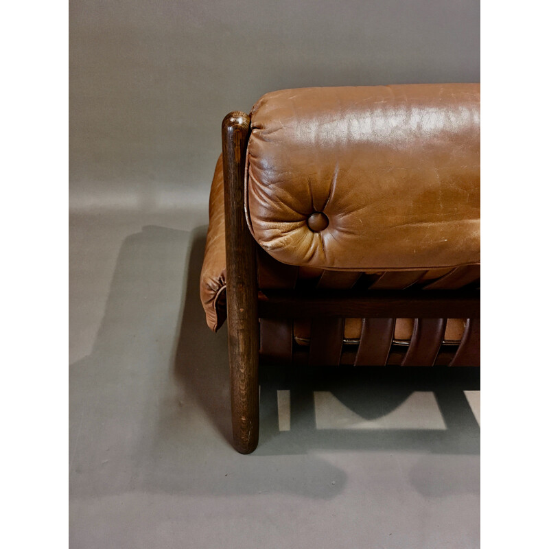 Vintage leather armchair Percival Lafer 1950