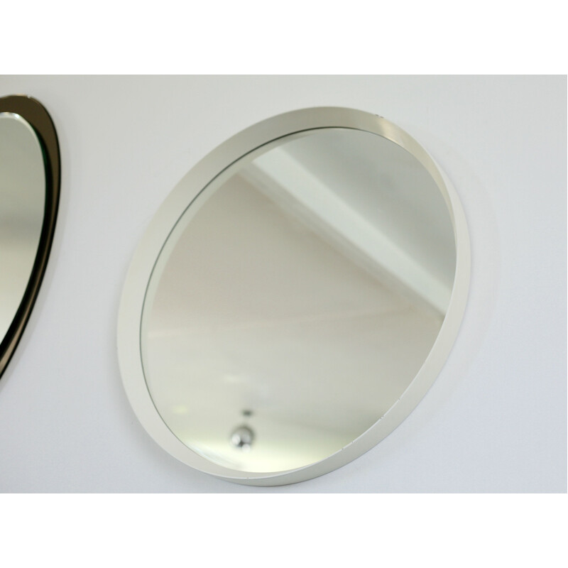 Miroir circulaire vintage en bois laqué 1960