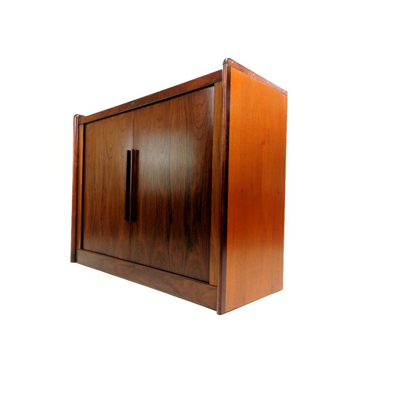 Vintage Tambour Sideboard Cabinet Rosewood Dyrlund Danish 1980