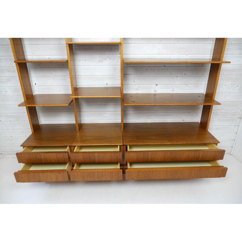 Vintage modular walnut shelf by Peter Petrides for Interna, Germany, 1960s