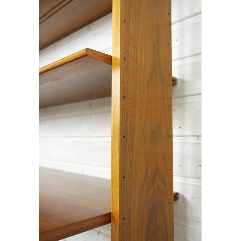 Vintage modular walnut shelf by Peter Petrides for Interna, Germany, 1960s